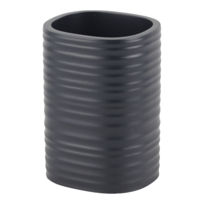 Ankor Dark Grey Ποτήρι Μπάνιου (7.6x6.7x10.6) Ριγέ Πολυεστερικό