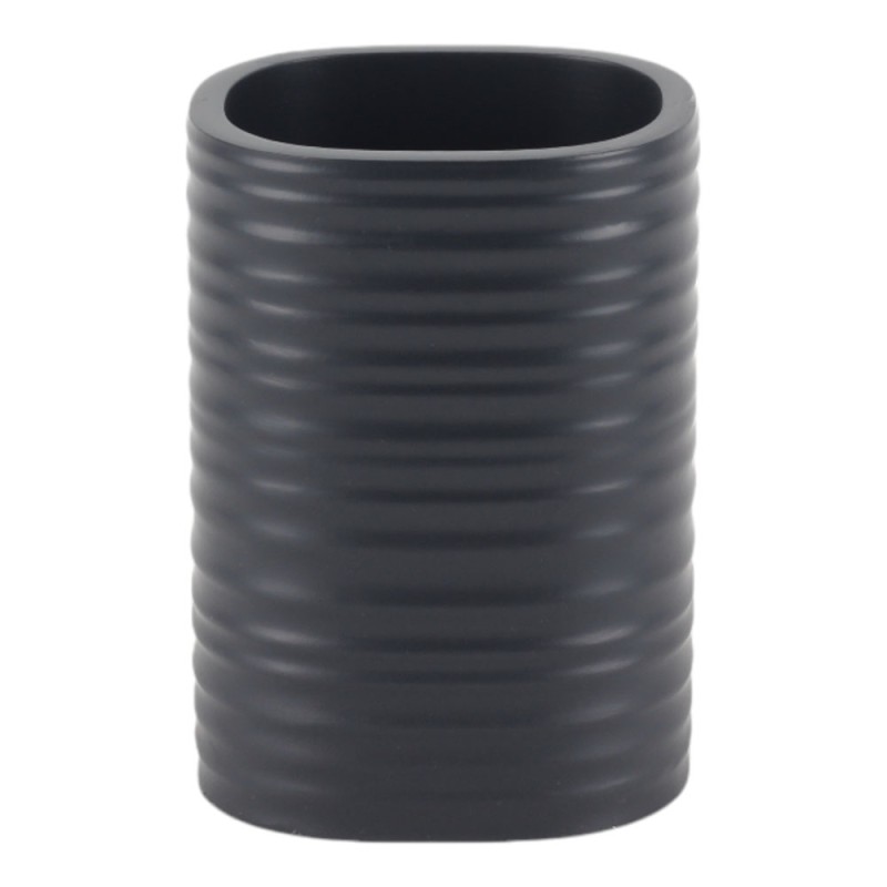Ankor Dark Grey Ποτήρι Μπάνιου (7.6x6.7x10.6) Ριγέ Πολυεστερικό