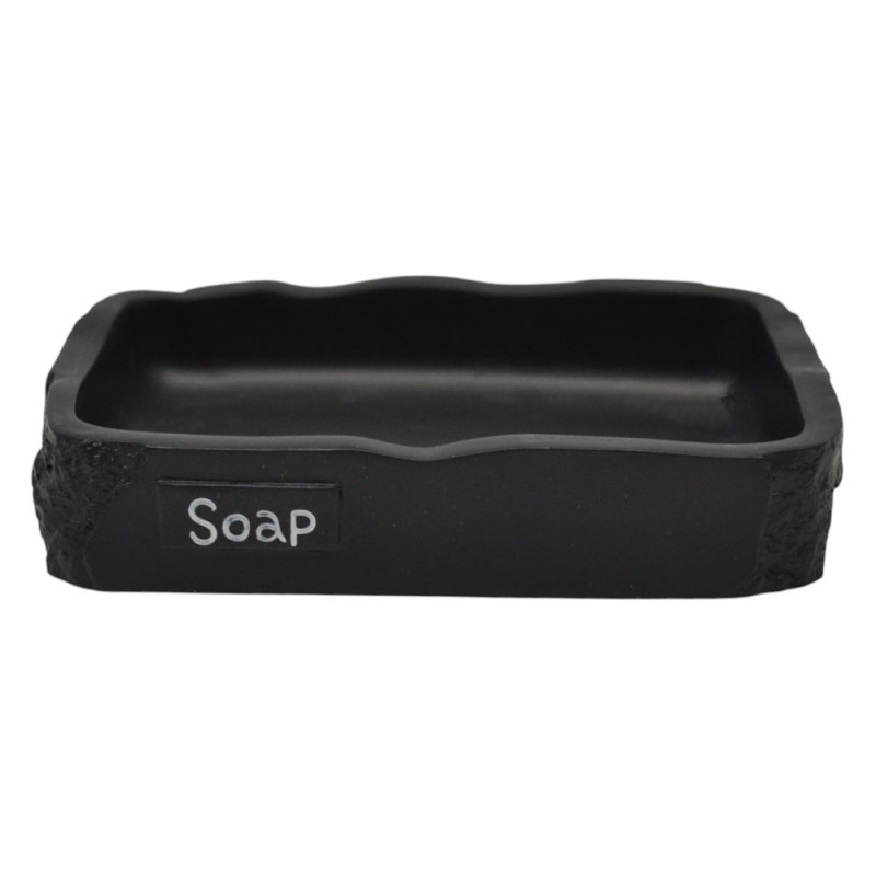 Ankor Soap Black Σαπουνοθήκη (12.7x8.6x2.5) με Όψη Πέτρας