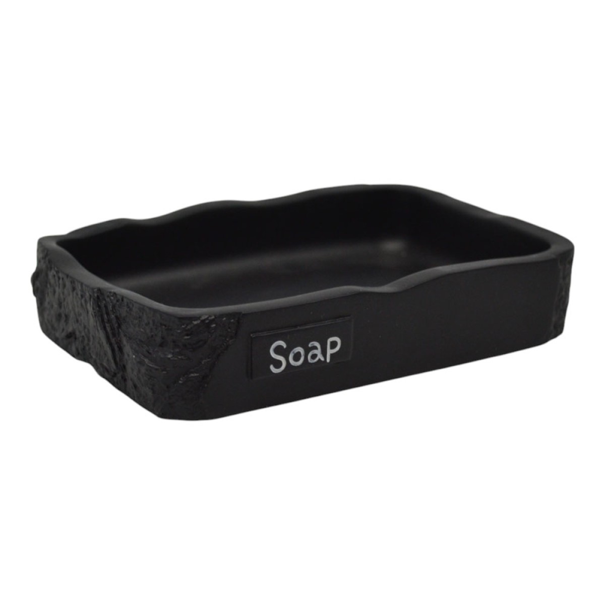 Ankor Soap Black Σαπουνοθήκη (12.7x8.6x2.5) με Όψη Πέτρας