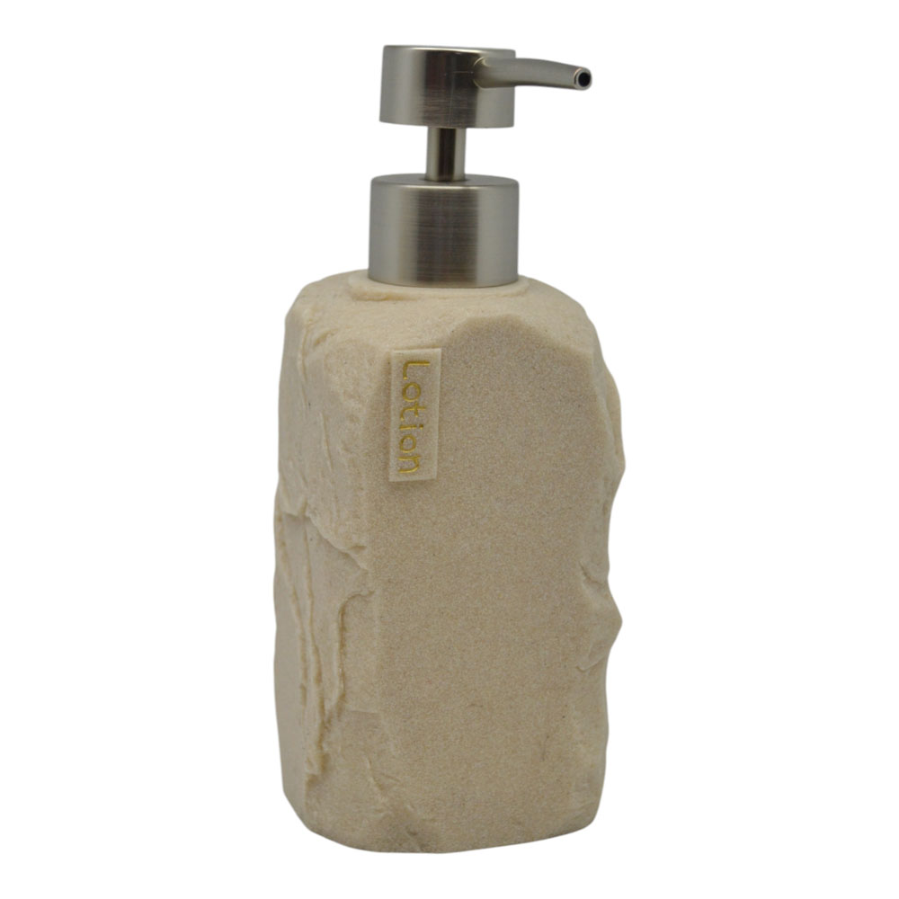 Ankor Lotion Beige Δοχείο Κρεμοσάπουνου (7.5x7.6x18.8) με Όψη Πέτρας
