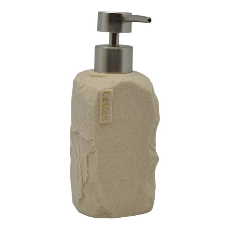 Ankor Lotion Beige Δοχείο Κρεμοσάπουνου (7.5x7.6x18.8) με Όψη Πέτρας