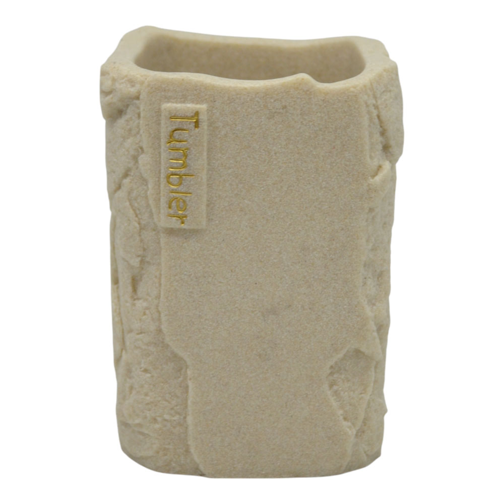 Ankor Tumbler Beige Ποτήρι Μπάνιου (7.7x7.7x10.8) με Όψη Πέτρας