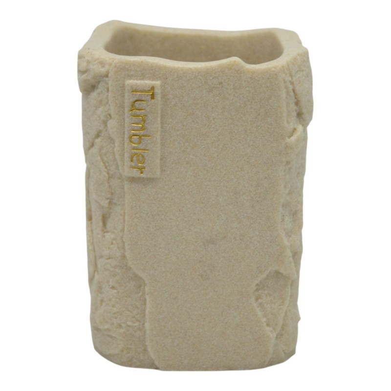 Ankor Tumbler Beige Ποτήρι Μπάνιου (7.7x7.7x10.8) με Όψη Πέτρας