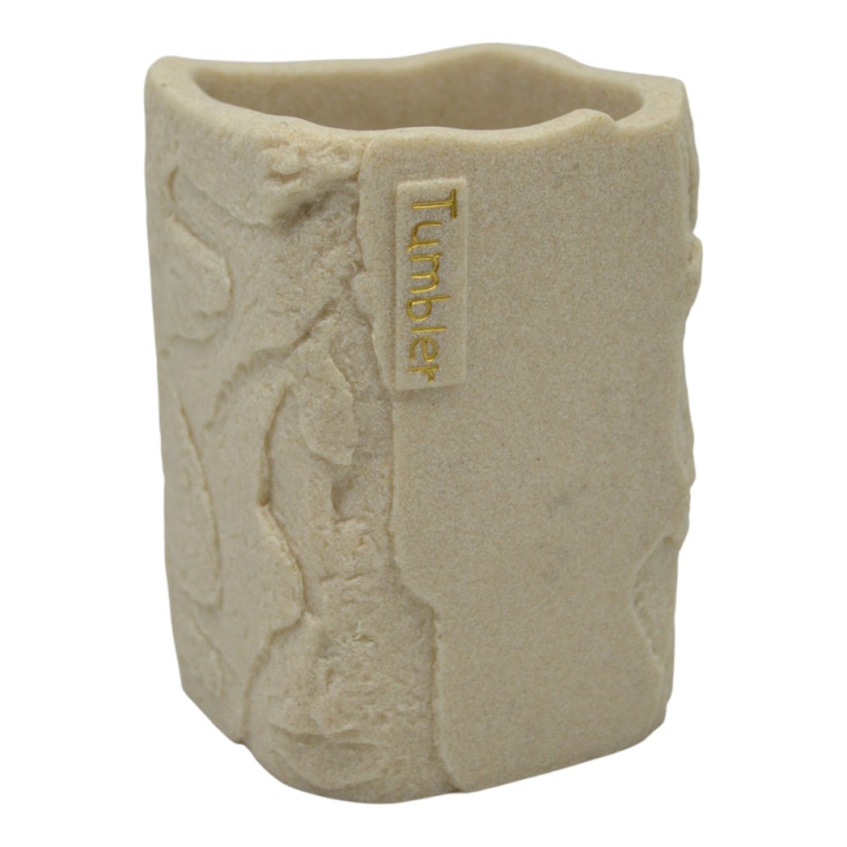 Ankor Tumbler Beige Ποτήρι Μπάνιου (7.7x7.7x10.8) με Όψη Πέτρας