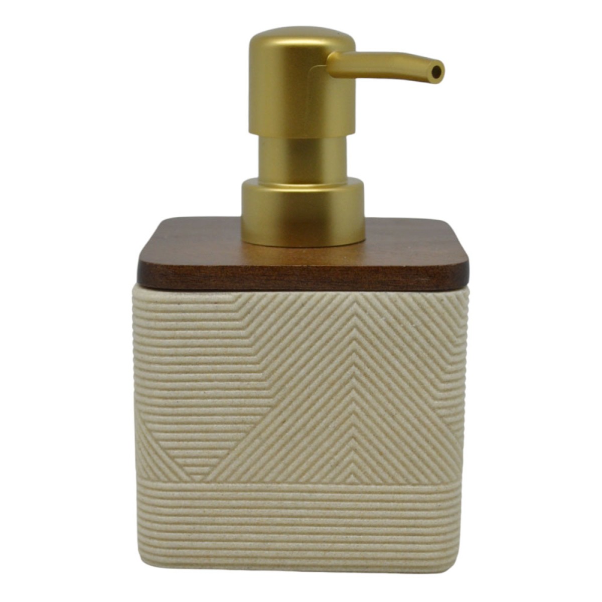 Ankor Beige Δοχείο Κρεμοσάπουνου (8.3x8.3x13.5) με Καπάκι Ακακίας