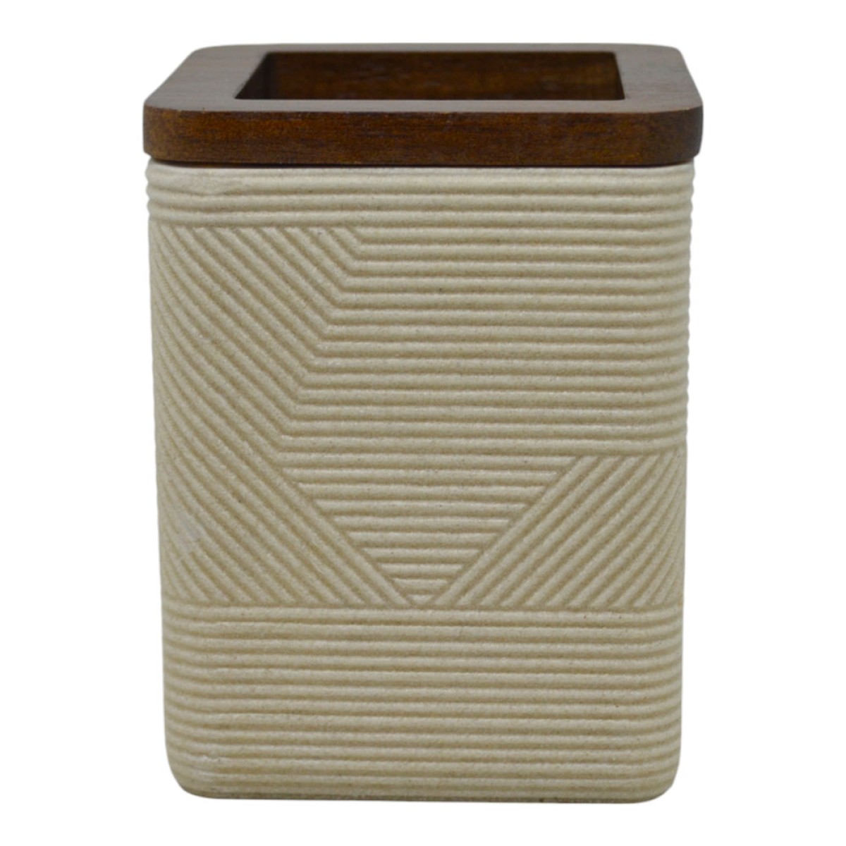 Ankor Beige Ποτήρι Μπάνιου (8x8x10) με Καπάκι Ακακίας