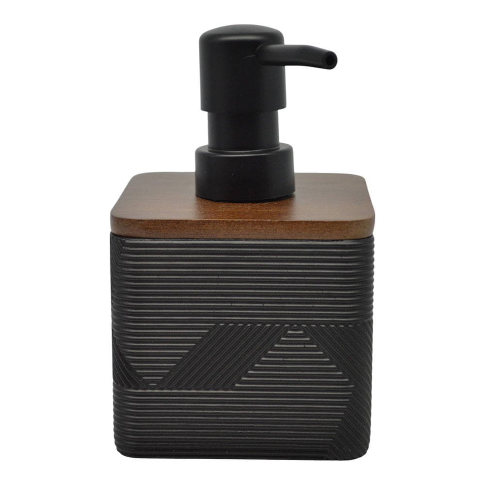Ankor Black Δοχείο Κρεμοσάπουνου (8.3x8.3x13.5) με Καπάκι Ακακίας