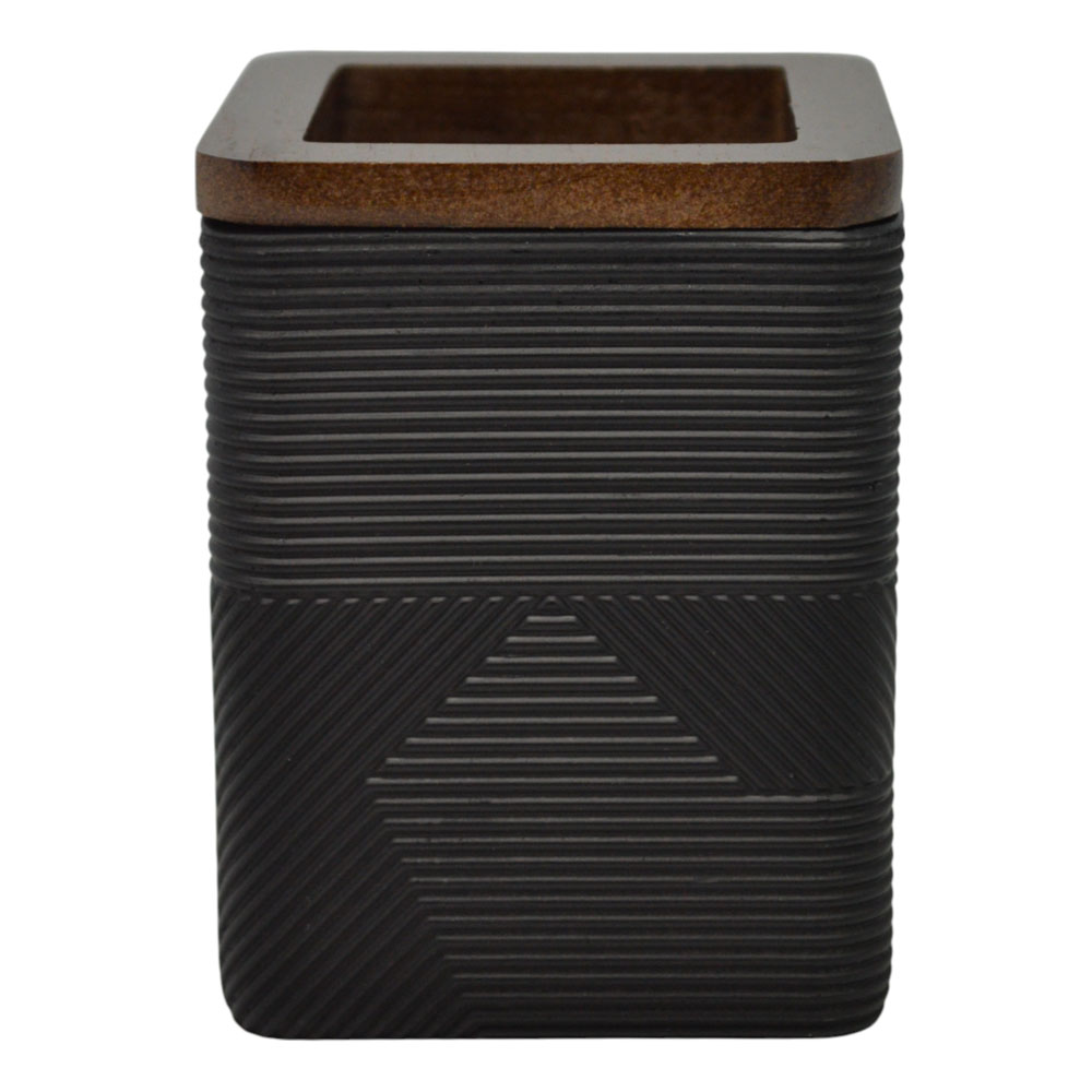 Ankor Black Ποτήρι Μπάνιου (8x8x10) με Καπάκι Ακακίας