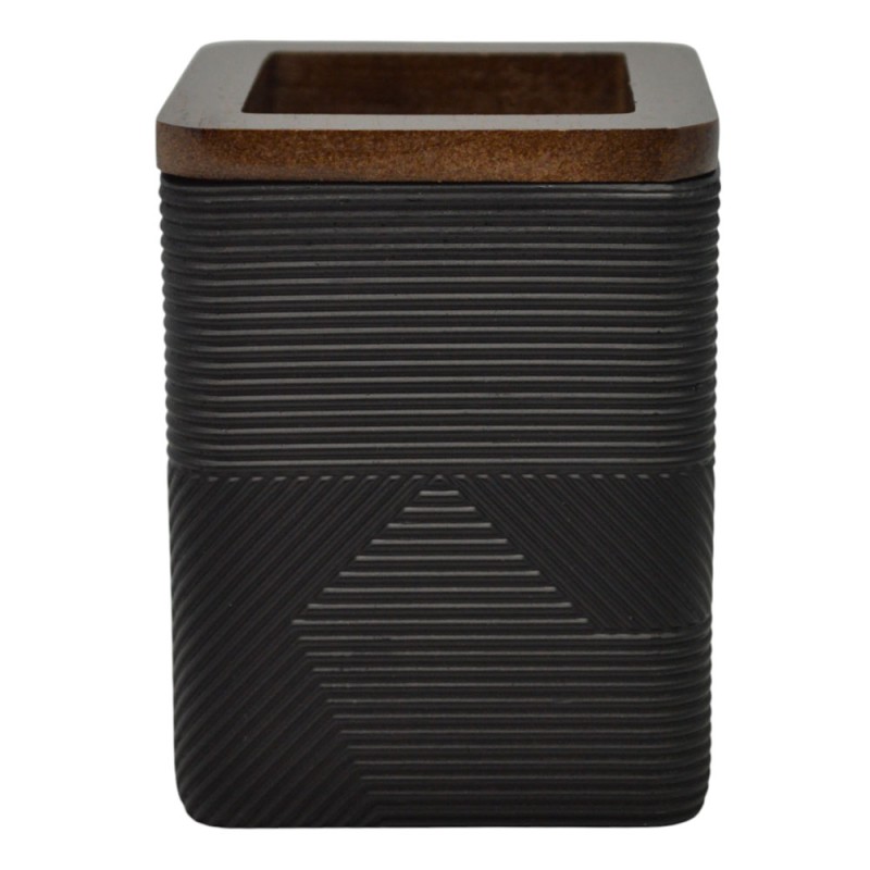 Ankor Black Ποτήρι Μπάνιου (8x8x10) με Καπάκι Ακακίας