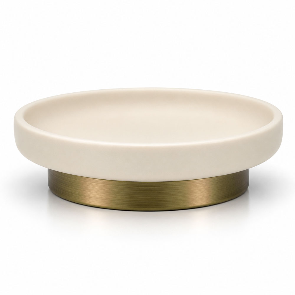 Antique Beige Σαπουνοθήκη Μπάνιου (10.4x2.3) με Χρυσή Αντικέ Βάση