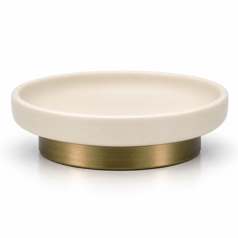 Antique Beige Σαπουνοθήκη Μπάνιου (10.4x2.3) με Χρυσή Αντικέ Βάση