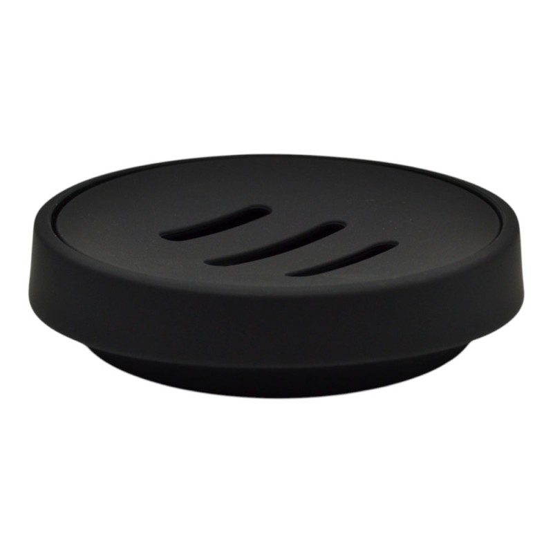 Nordic Black Σαπουνοθήκη Μπάνιου (11.2x2.8) από ABS Rubber Soft-Touch & Σχισμές Αποστράγγισης