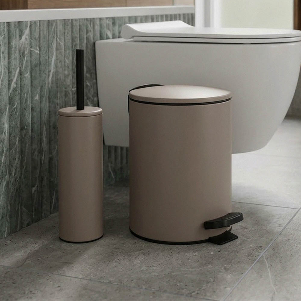 Σετ Κάδου 5Lt & Πιγκάλ Ανοξείδωτο Soft Close Dark Taupe Ματ - Συλλογή Ankor Hotel