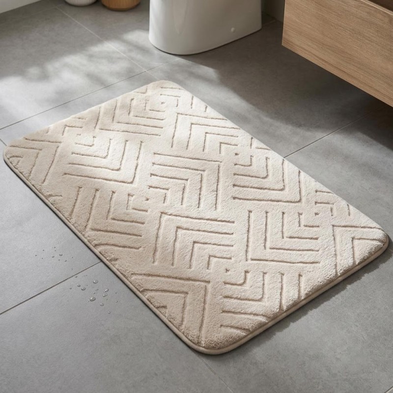 Ankor Πατάκι Μπάνιου Memory Foam (50x80) Μπεζ με Αντιολισθητική Πλάτη PVC & Άμεση Απορρόφηση