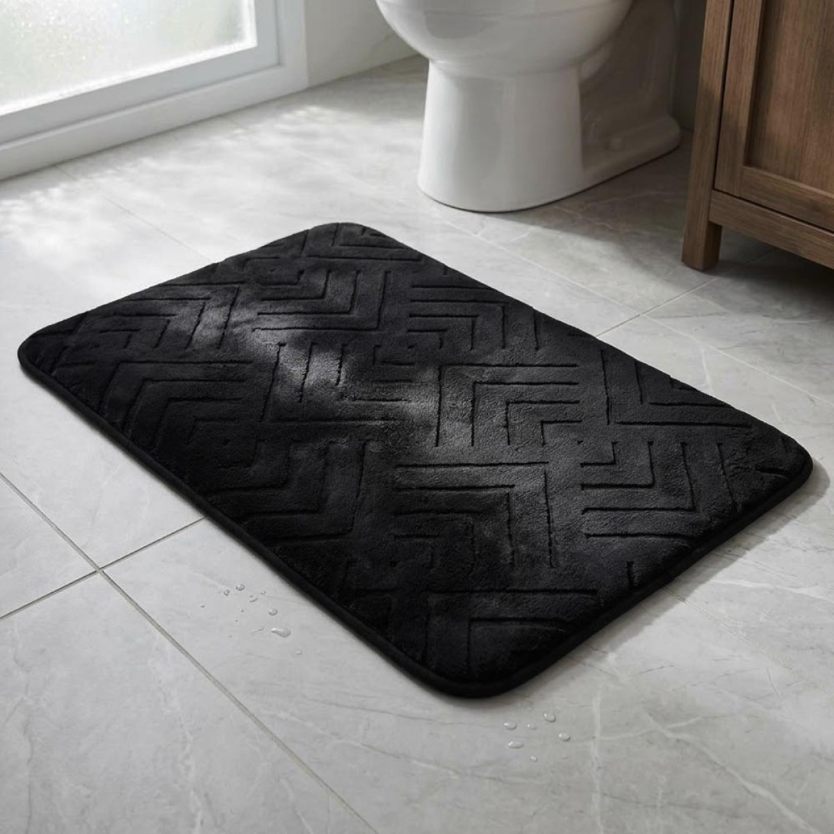 Ankor Πατάκι Μπάνιου Memory Foam (50x80) Μαύρο – Εξαιρετικά Απορροφητικό & Μαλακό με Αντιολισθητική Βάση PVC
