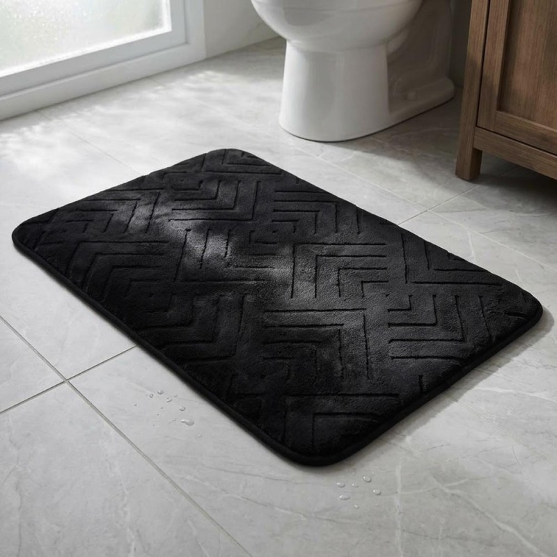 Ankor Πατάκι Μπάνιου Memory Foam (50x80) Μαύρο – Εξαιρετικά Απορροφητικό & Μαλακό με Αντιολισθητική Βάση PVC