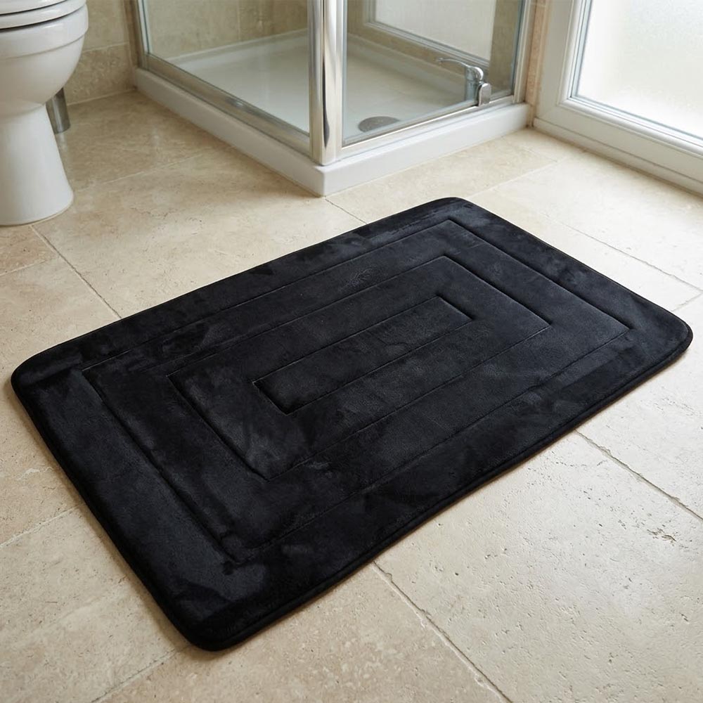 Ankor Πατάκι Μπάνιου Memory Foam (50x80) Μαύρο Minimal με Αντιολισθητική Βάση SBR