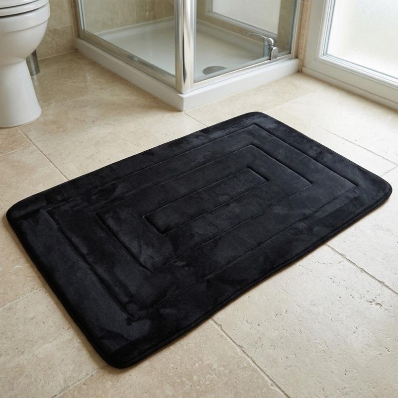 Ankor Πατάκι Μπάνιου Memory Foam (50x80) Μαύρο Minimal με Αντιολισθητική Βάση SBR