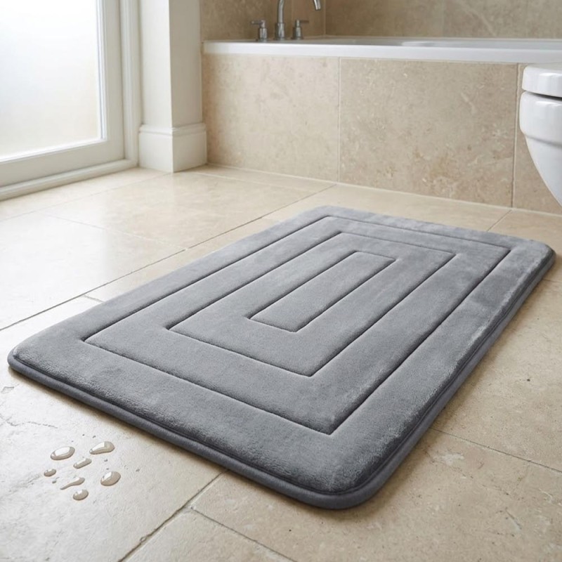 Ankor Πατάκι Μπάνιου Memory Foam (50x80) Γκρι Minimal με Αντιολισθητική Βάση SBR