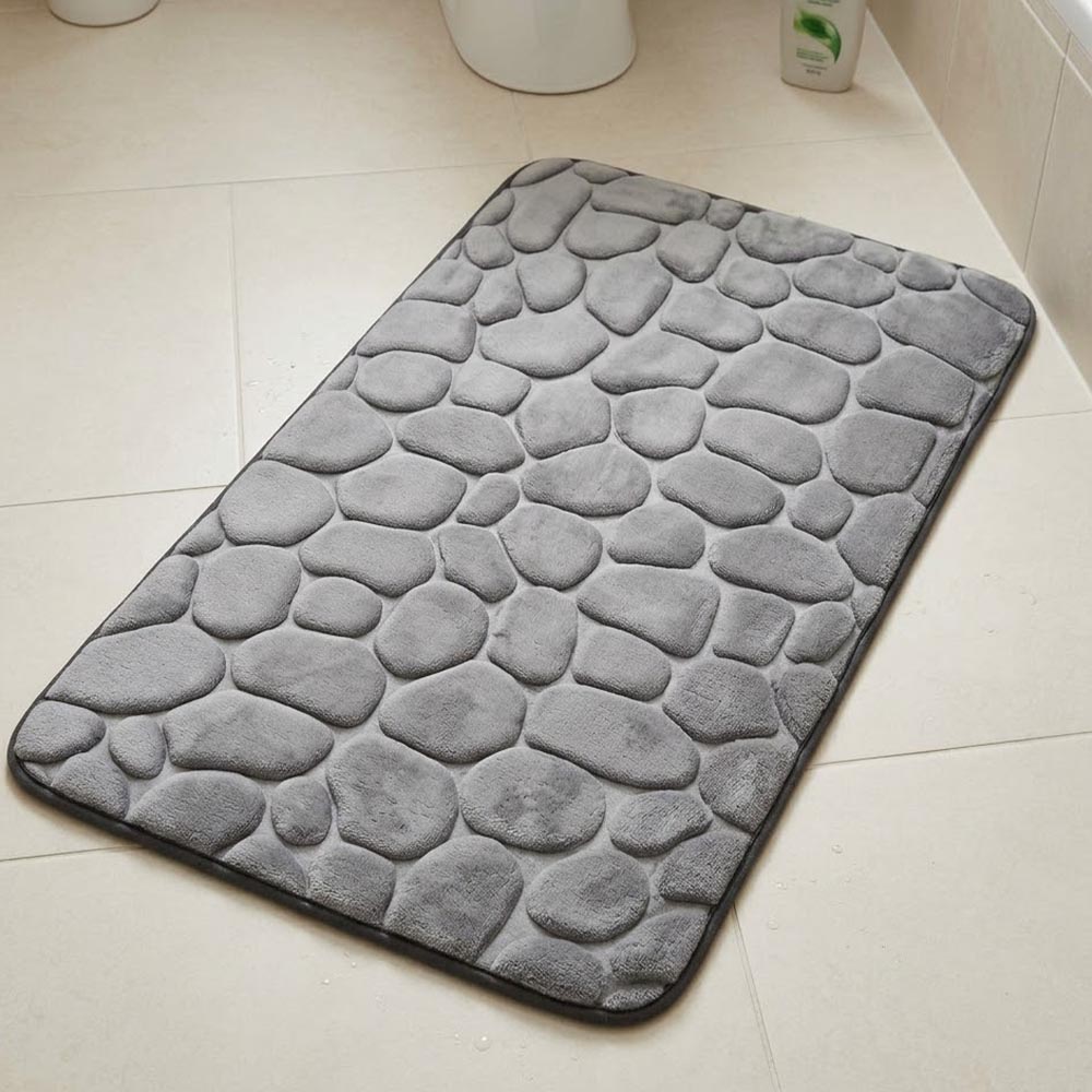 Ankor Πατάκι Μπάνιου Memory Foam (50x80) Σχέδιο Γκρι Βότσαλο με Αντιολισθητική Βάση SBR