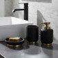 Antique Black Σετ Αξεσουάρ 3 Τεμαχίων: Δοχείο Κρεμοσάπουνου, Ποτηροθήκη & Σαπουνοθήκη με Χρυσή Αντικέ Αντλία & Βάση