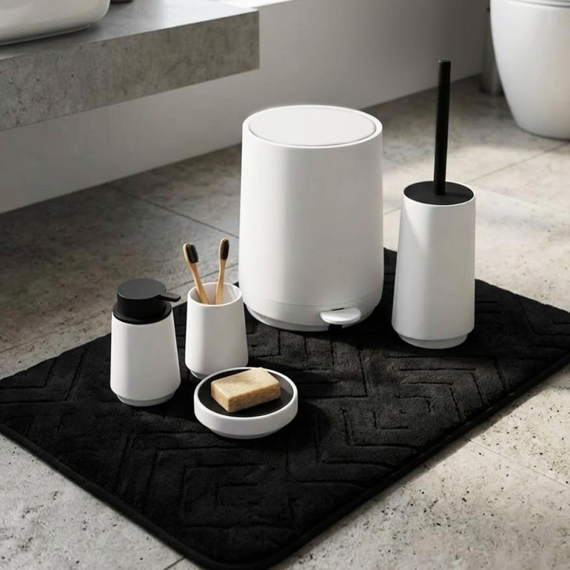 Nordic Black & White Master Complete Σετ Μπάνιου 6 Τεμαχίων: Κάδος 5L Soft Close, Πιγκάλ, Σετ Νιπτήρα ABS Rubber Soft-Touch & Πατάκι Memory Foam 50x80cm