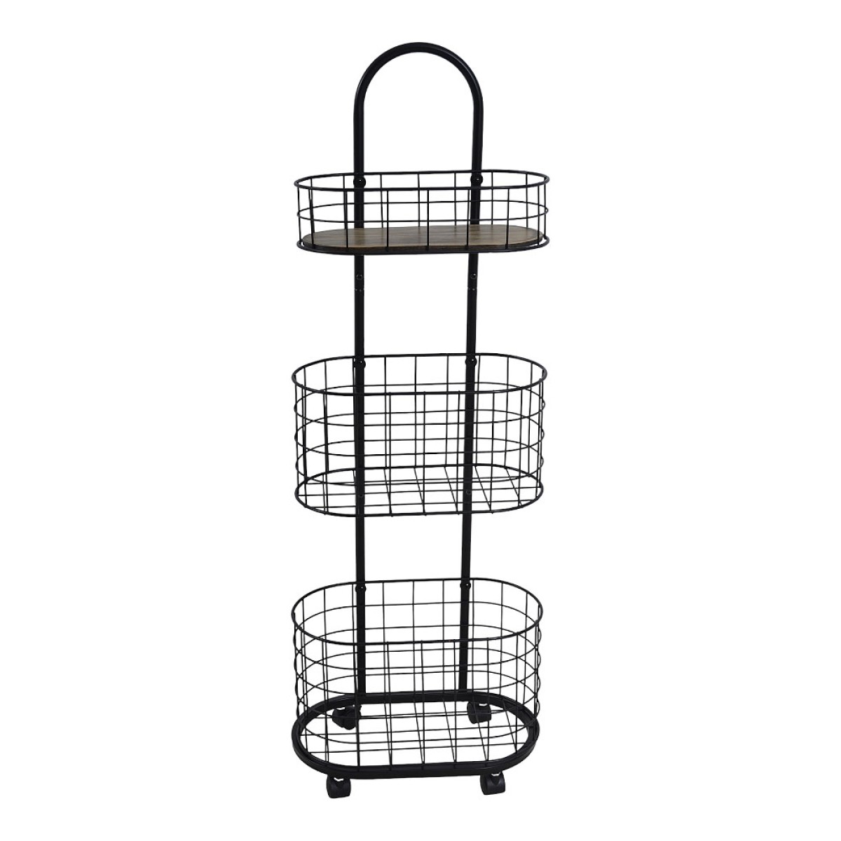 Ankor Black Μεταλλικό Τρόλεϊ Αποθήκευσης Slim (32x19x93) με 3 Βαθιά Καλάθια & Φρένα