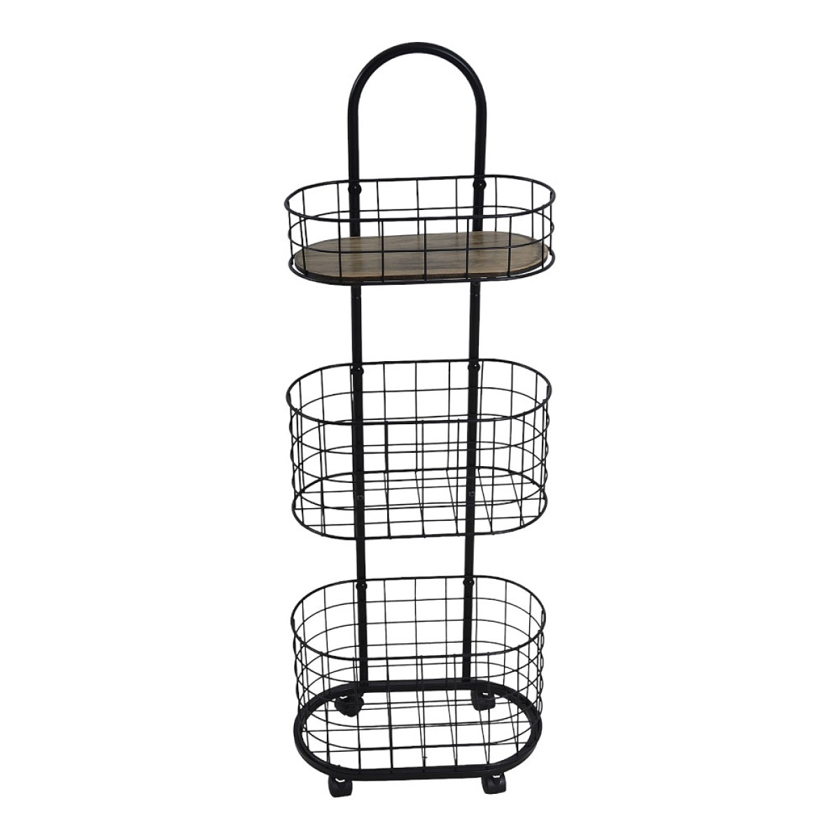 Ankor Black Μεταλλικό Τρόλεϊ Αποθήκευσης Slim (32x19x93) με 3 Βαθιά Καλάθια & Φρένα