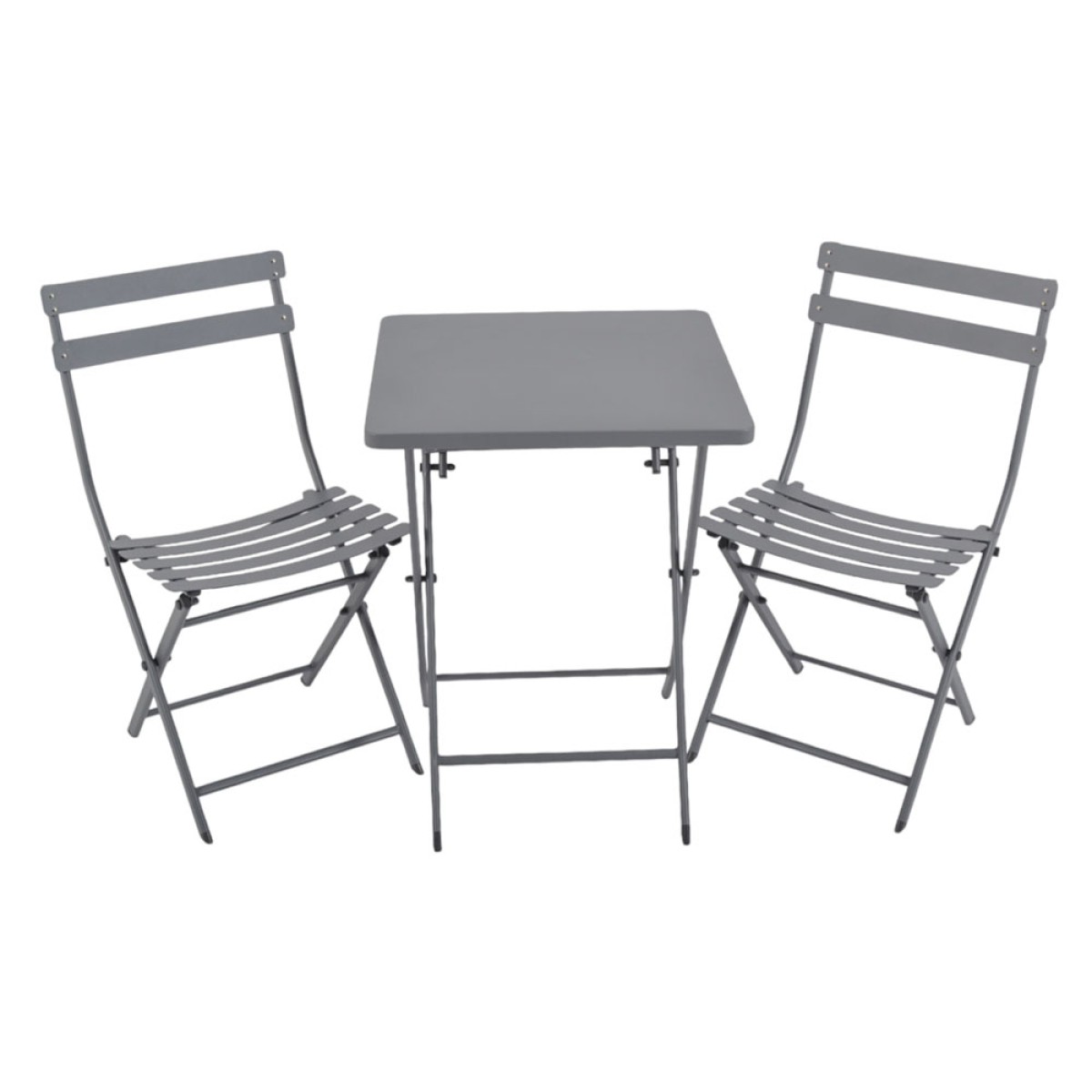 Ankor Πτυσσόμενο Μεταλλικό Σετ Bistro (Τραπέζι & 2 Καρέκλες) - Γκρι Ματ