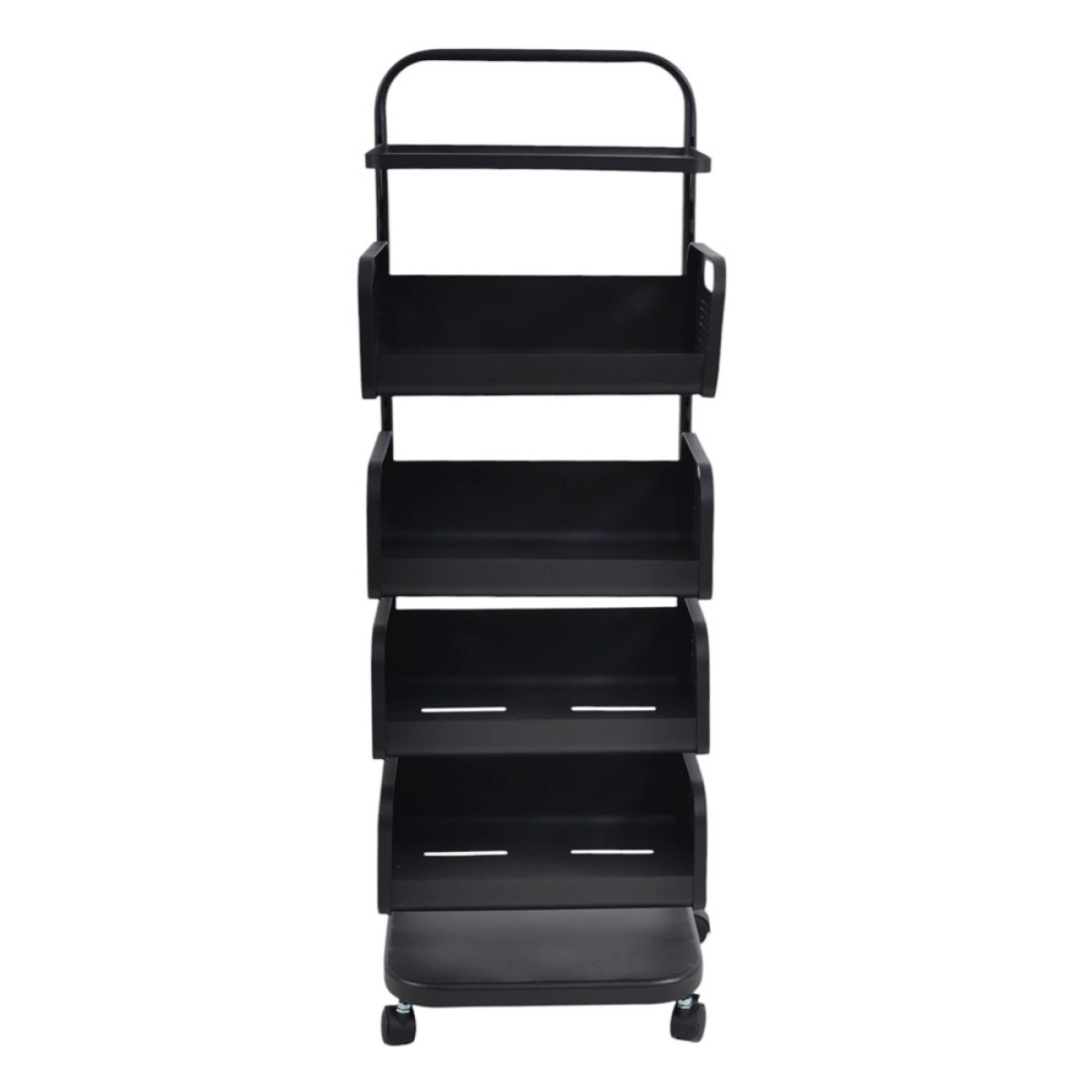 Ankor Black Μεταλλικό Τρόλεϊ Αποθήκευσης 6 Επιπέδων (4 Καλάθια & 2 Ράφια) 37x22x106cm με Ρόδες