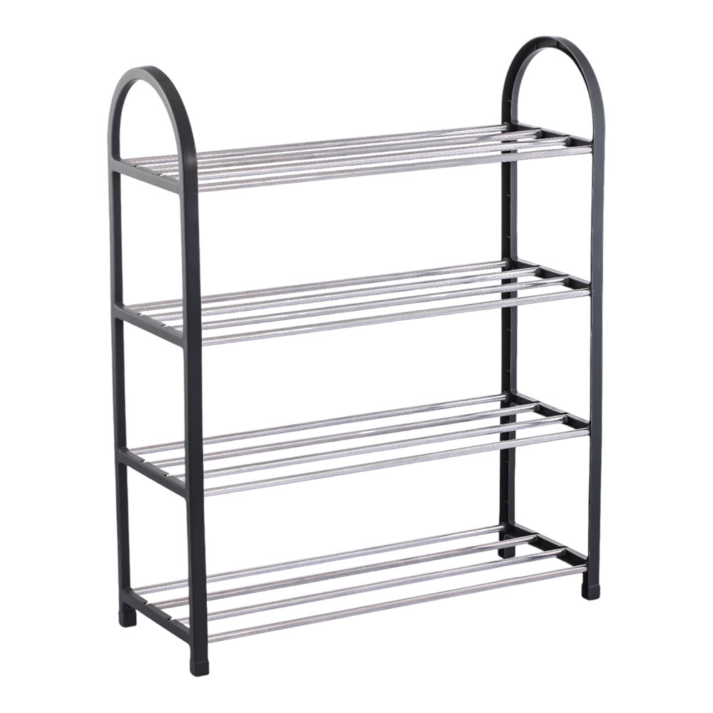 Ankor Black Παπουτσοθήκη 4 Επιπέδων (50x18.5x65) Πλαστικός Σκελετός & Μεταλλικά Ράφια για 12 Ζευγάρια