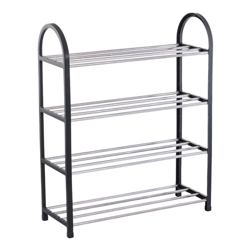 Ankor Black Παπουτσοθήκη 4 Επιπέδων (50x18.5x65) Πλαστικός Σκελετός & Μεταλλικά Ράφια για 12 Ζευγάρια