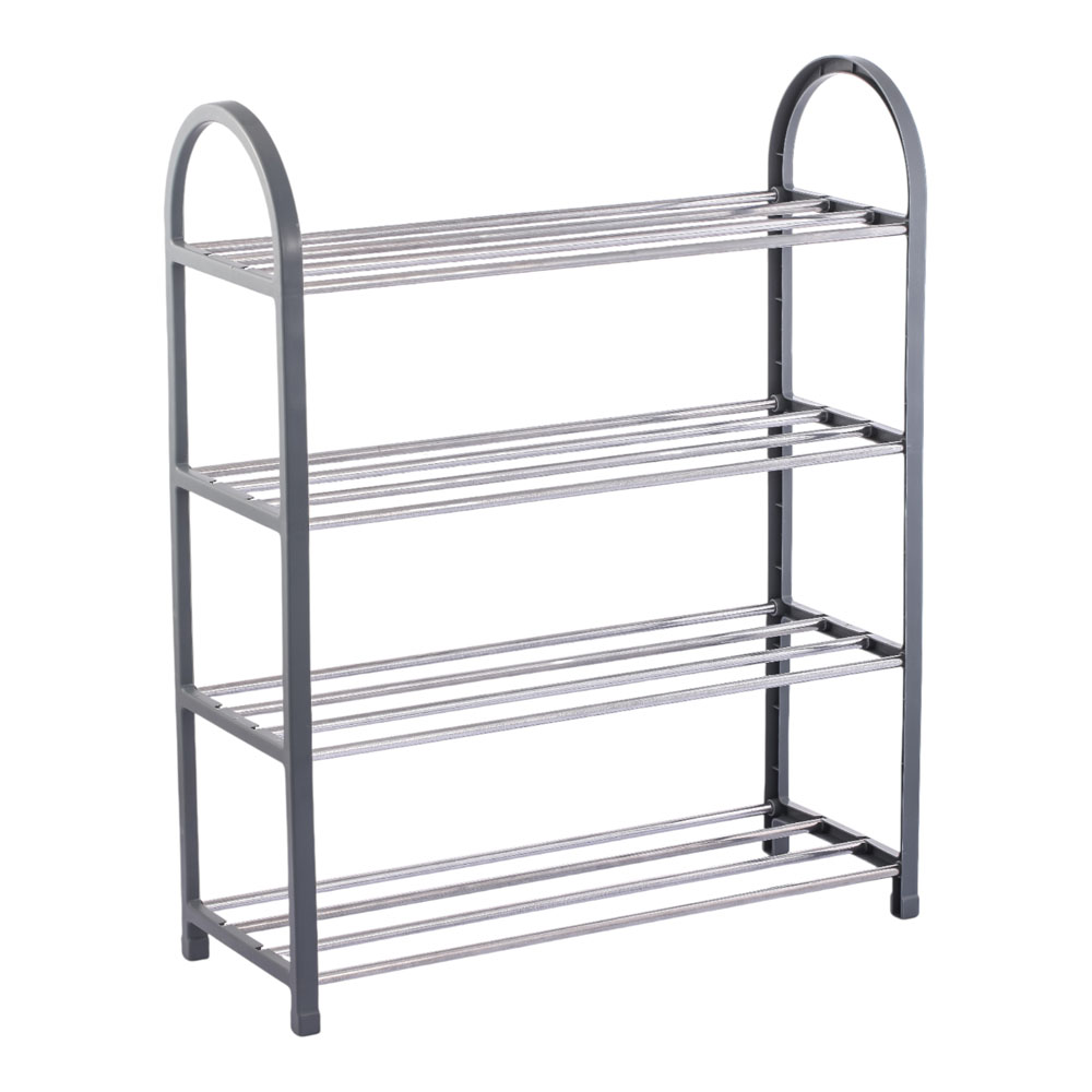 Ankor Grey Παπουτσοθήκη 4 Επιπέδων (50x18.5x65) Πλαστικός Σκελετός & Μεταλλικά Ράφια για 12 Ζευγάρια