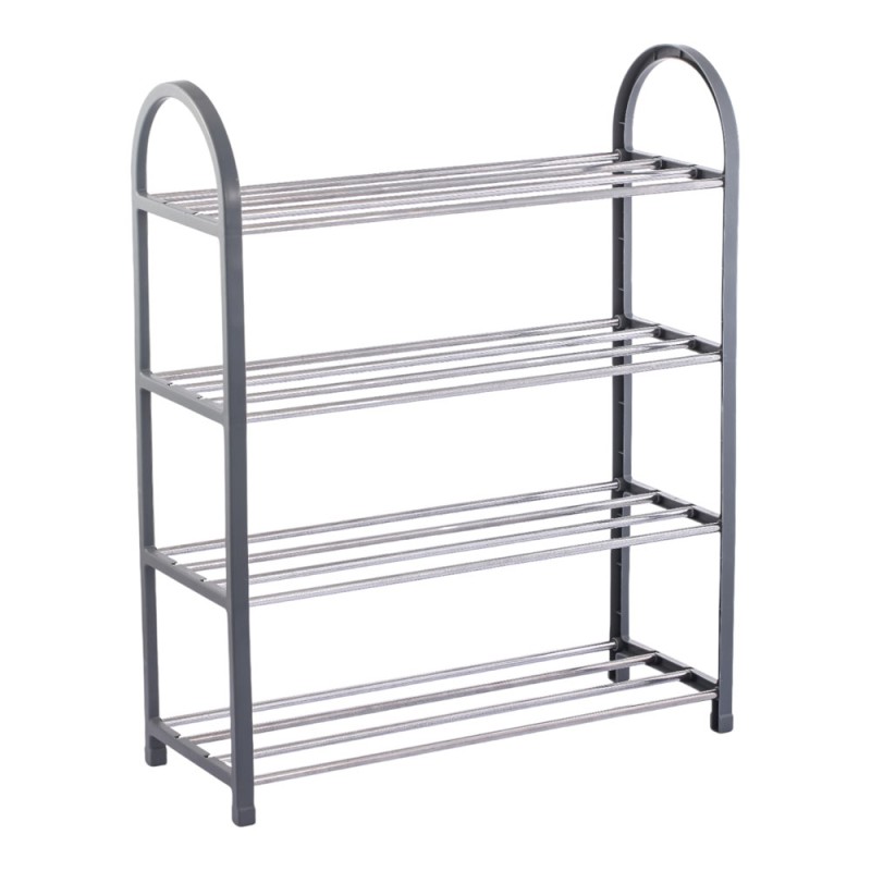 Ankor Grey Παπουτσοθήκη 4 Επιπέδων (50x18.5x65) Πλαστικός Σκελετός & Μεταλλικά Ράφια για 12 Ζευγάρια