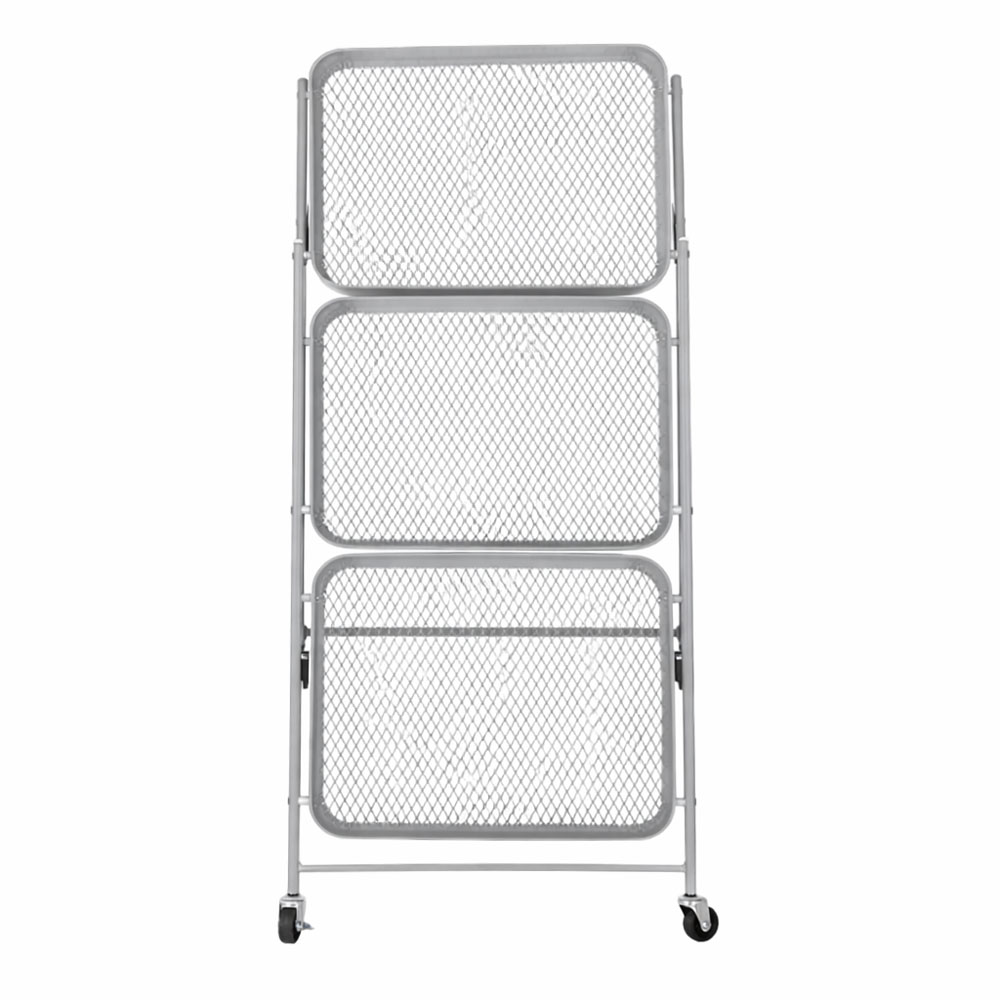 Ankor Grey Αναδιπλούμενο Μεταλλικό Τρόλεϊ Οργάνωσης (46x29x77) 3 Επιπέδων με Ρόδες