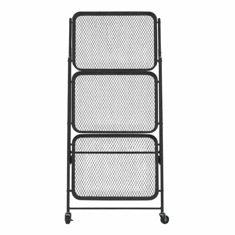 Ankor Black Αναδιπλούμενο Μεταλλικό Τρόλεϊ Οργάνωσης (46x29x77) 3 Επιπέδων με Ρόδες