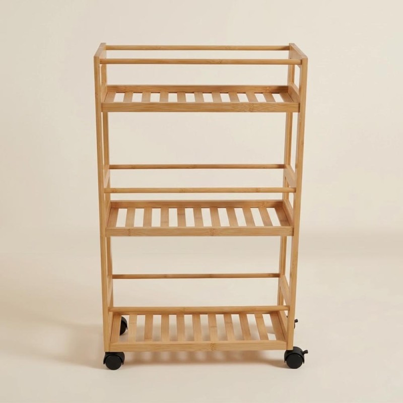 Ξύλινη Slim Ραφιέρα (44.5x20x75) Τροχήλατη με 3 Ράφια