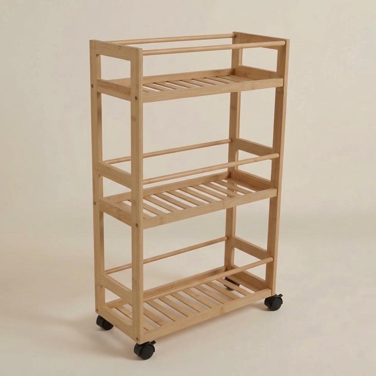 Ξύλινη Slim Ραφιέρα (44.5x20x75) Τροχήλατη με 3 Ράφια