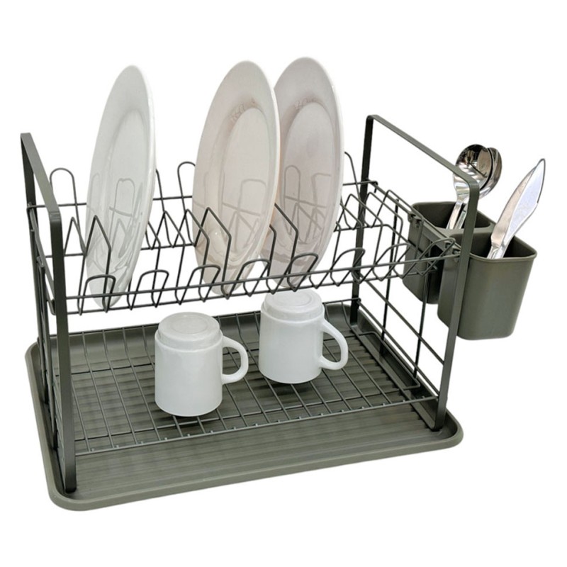 Ankor Διώροφη Μεταλλική Πιατοθήκη (48x32x29) Olive – Με Δίσκο & Κουταλοθήκη