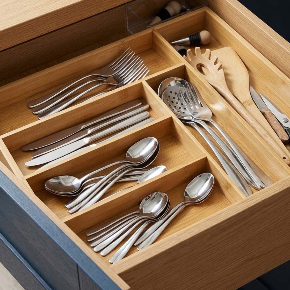 Θήκη Μαχαιροπίρουνων & Οργανωτής Συρταριού (40x30x4.5) από Φυσικό Bamboo 6 Θέσεων 