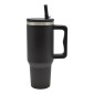 Ankor Black Ανοξείδωτο Ποτήρι Θερμός 1200ml με Χερούλι & Καλαμάκι