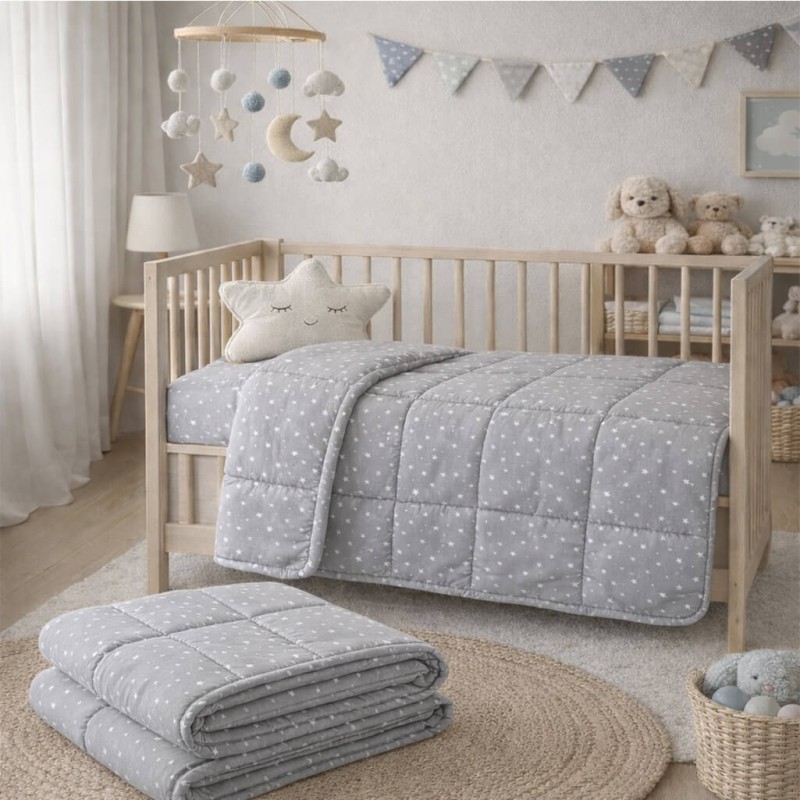 Paradise Grey Βρεφικό Πάπλωμα Κούνιας (110x140) 100% Βαμβάκι – Υποαλλεργικό & Ζεστό