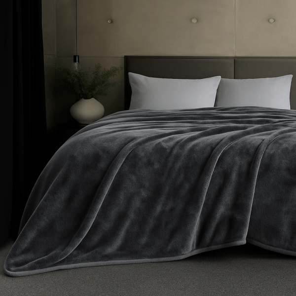 Κουβέρτα Βελουτέ Υπέρδιπλη (220x240) 625gr Astron Italy Grey – Πολύ Ζεστή & Απαλή
