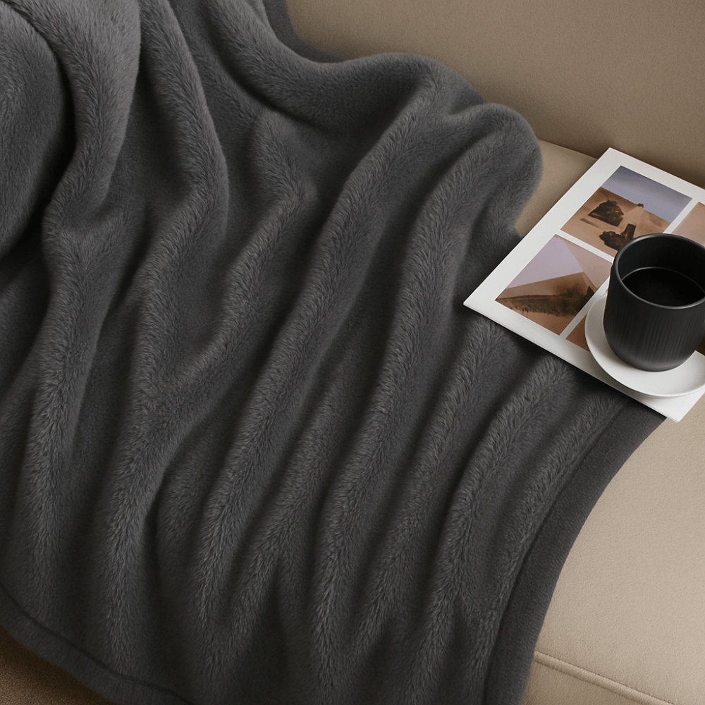 Κουβέρτα Βελουτέ Μονή (150x220) 625gr Astron Italy Grey – Πολύ Ζεστή & Απαλή