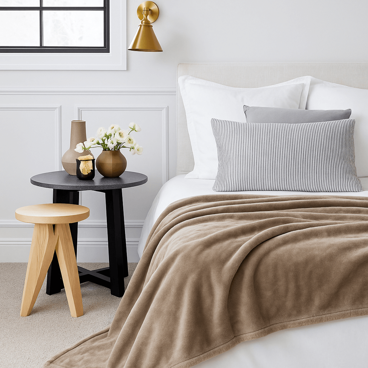 Κουβέρτα Βελουτέ Υπέρδιπλη (220x240) 625gr Astron Italy Beige  – Πολύ Ζεστή & Απαλή