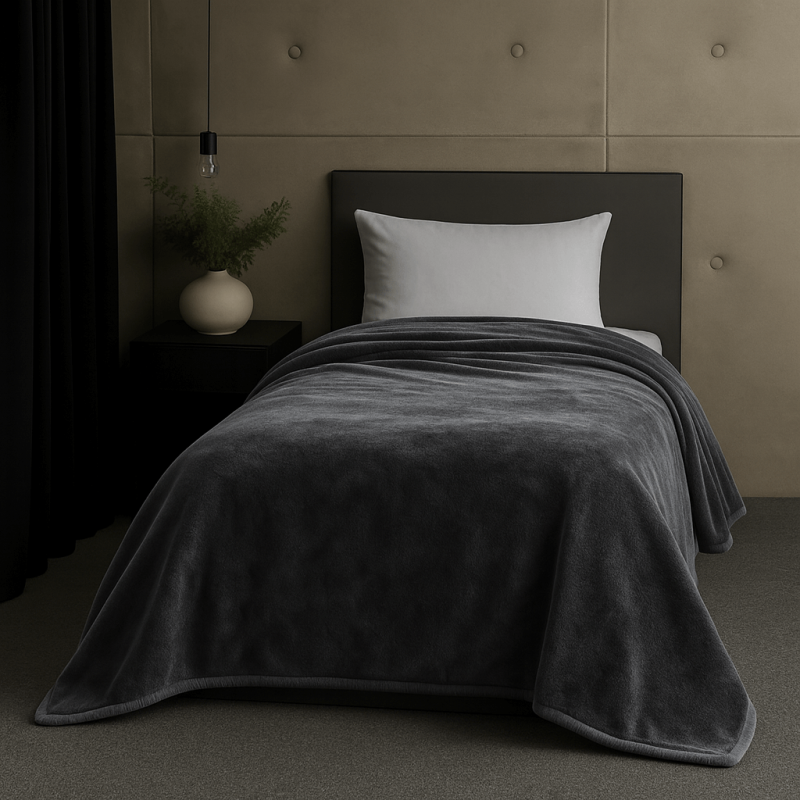 Κουβέρτα Βελουτέ Μονή (150x220) 625gr Astron Italy Grey – Πολύ Ζεστή & Απαλή