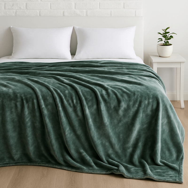 Κουβέρτα Βελουτέ Υπέρδιπλη (220x240) 625gr Astron Italy Olive – Πολύ Ζεστή & Απαλή
