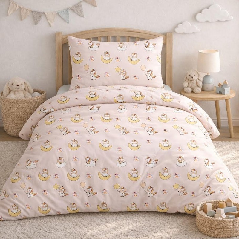 Σετ 2 Παιδικά Σεντόνια Μονά με 1 Μαξιλαροθήκη - Astron Italy Unicorn Balloon