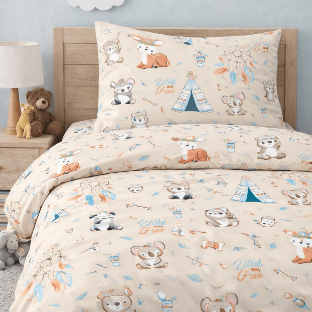 Σετ 2 Παιδικά Σεντόνια Μονά με 1 Μαξιλαροθήκη - Astron Italy Boho Animals